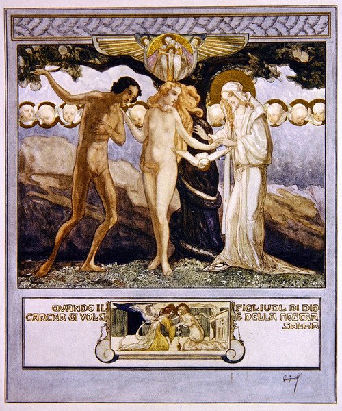 Kuvitus Dantes Divine Comedy, Paradise, Canto XXXII, 1921 (wc paperilla) tekijältä Franz von Bayros