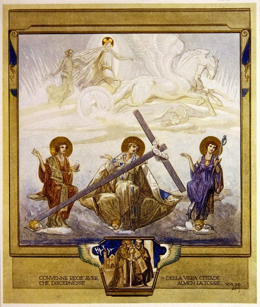 Kuvitus Danten jumalallisesta komediasta, Kiirastule, Canto XVI: 95, 1921 (wc paperilla) tekijältä Franz von Bayros