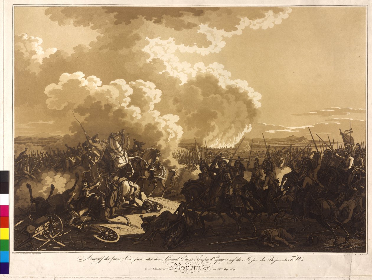 Aspernin taistelu 1809 (kaiverrus) tekijältä Franz von Habermann