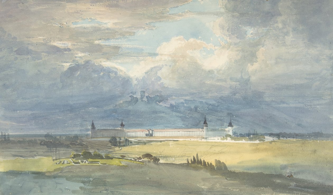 Maisema suurella rakennuksella, 1818-83. tekijältä Franz von Hauslab
