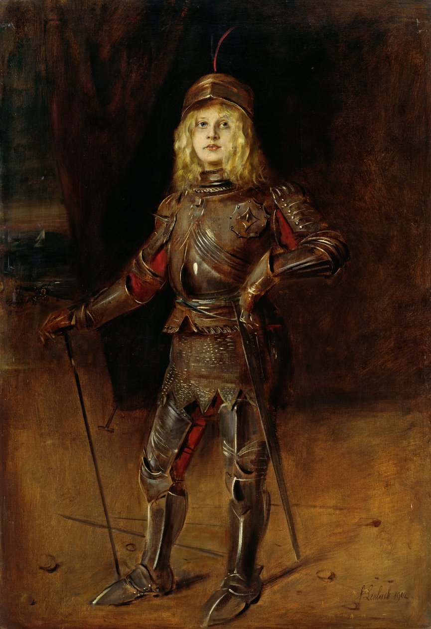 Marion Lenbach ritarin haarniskassa tekijältä Franz von Lenbach