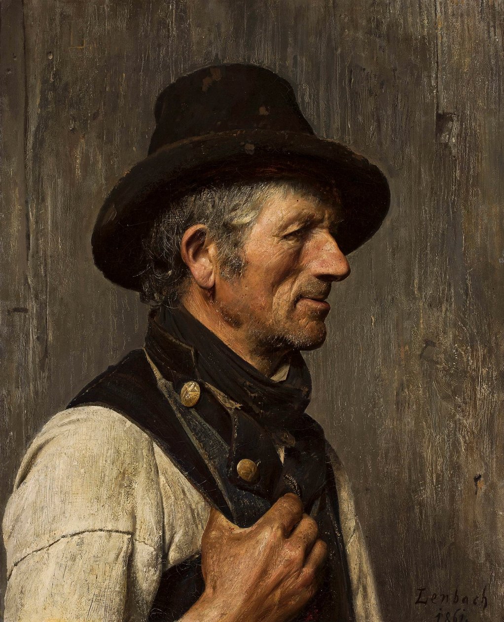 Talonpojan muotokuva hattu päässä - Kalastaja tekijältä Franz von Lenbach