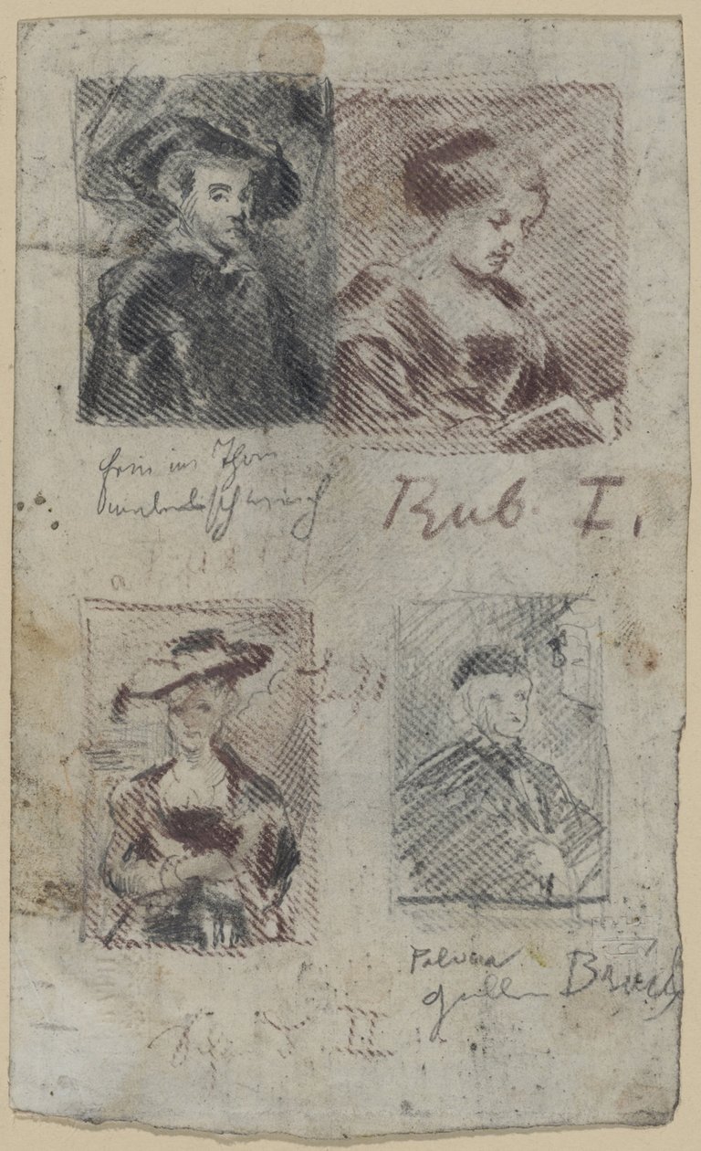 Kolme kopioluonnosta Peter Paul Rubensin jälkeen, yksi Palma Vecchion (?) jälkeen tekijältä Franz von Lenbach, Peter Paul Rubens