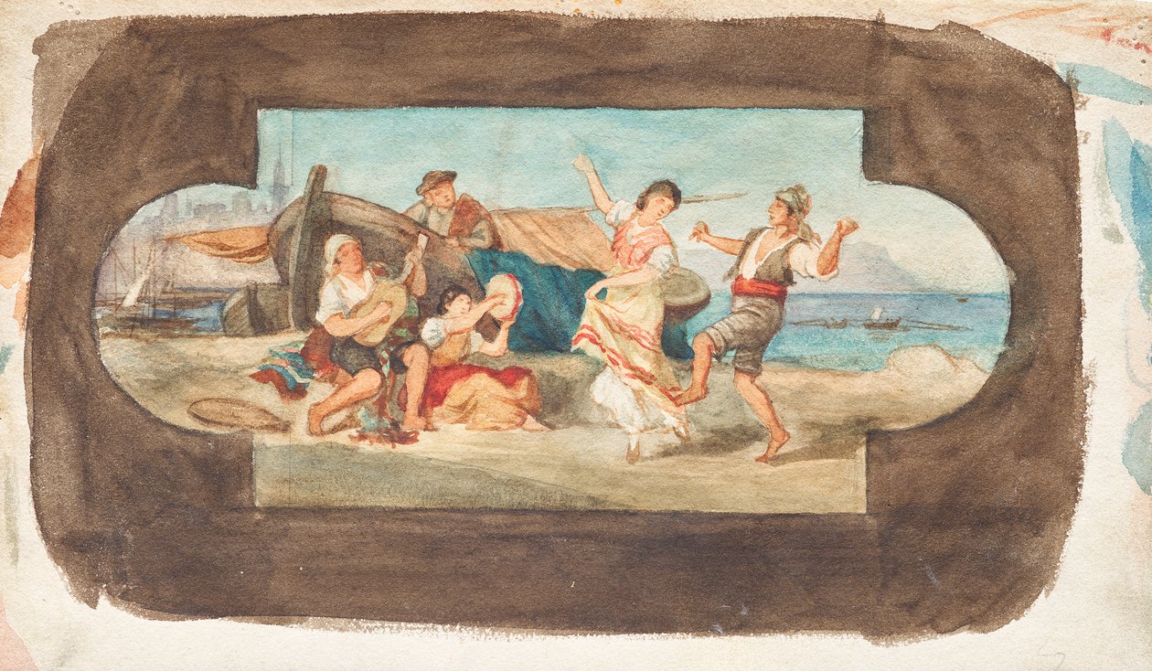 Italialaisten tanssi - luonnos kattomaalauksesta tekijältä Franz von Matsch