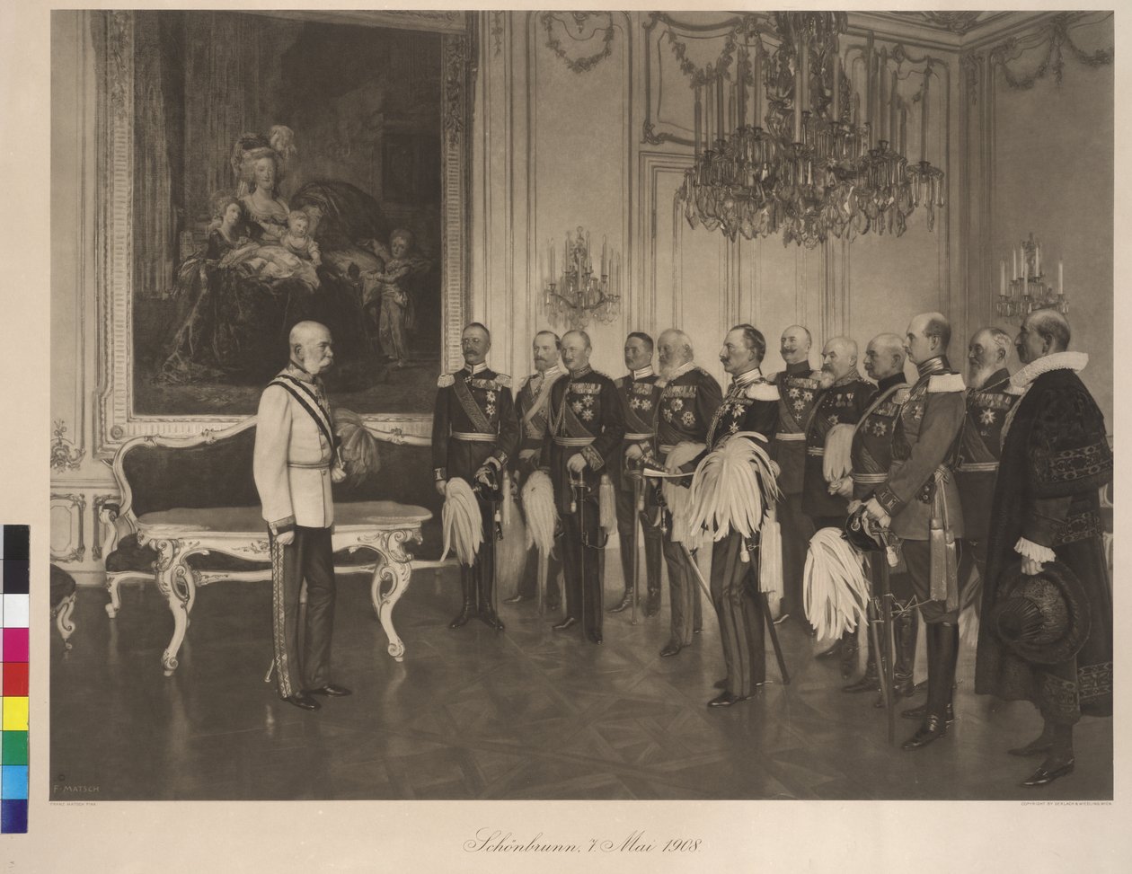 Saksan liittoprinssi vieraili 8. toukokuuta 1908 Schönbrunnin linnassa. tekijältä Franz von Matsch