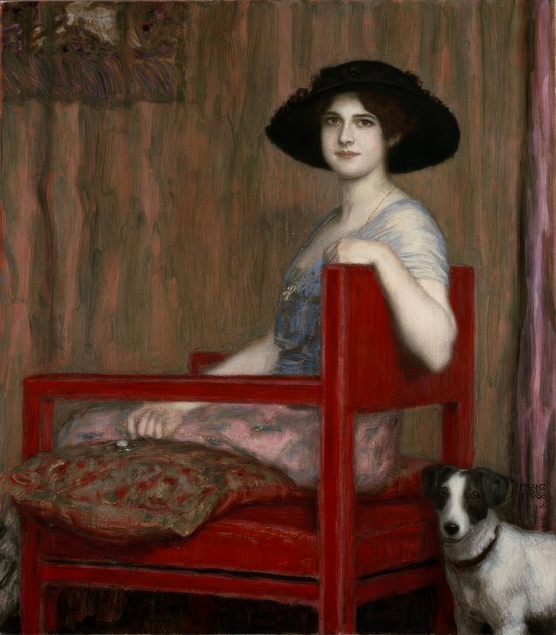 Mary von Stuck in einem roten Sessel tekijältä Franz von Stuck