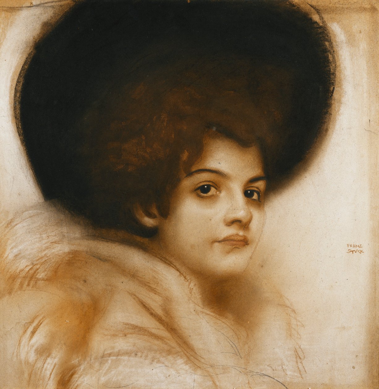 Naisen muotokuva hatun kanssa, tekijältä Franz von Stuck