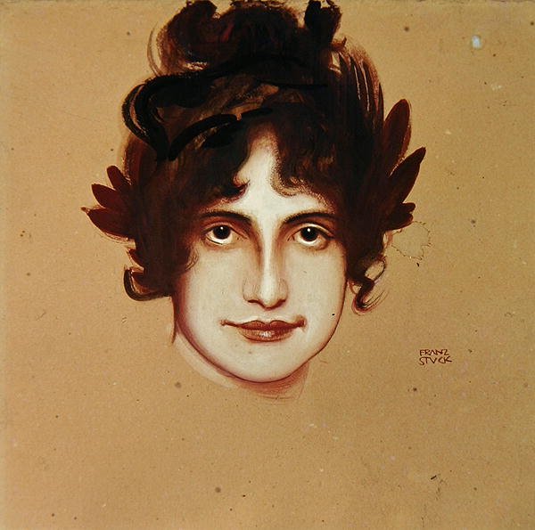 Naisen muotokuva, n. 1896 (öljy paperille) tekijältä Franz von Stuck