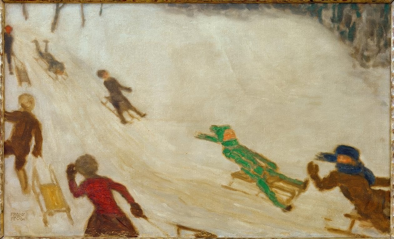 Rodelnde Kinder tekijältä Franz von Stuck