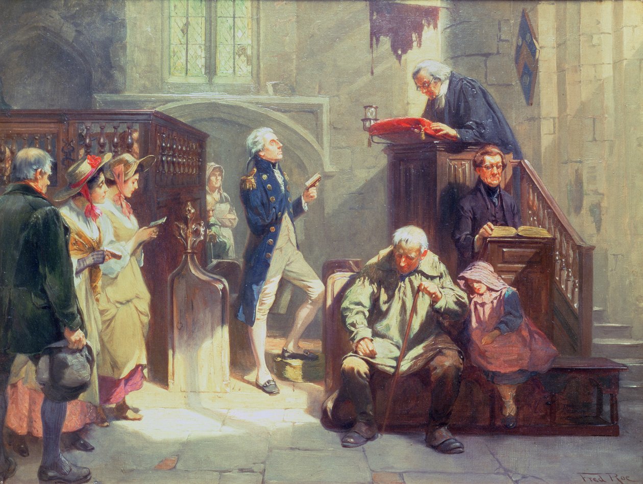 Nelson at Church (öljy kankaalle) tekijältä Fred Roe