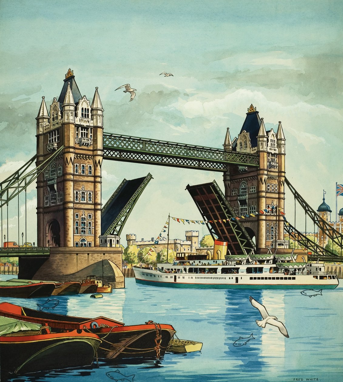 Tower Bridge, jossa on piilotettuja kaloja tekijältä Fred White