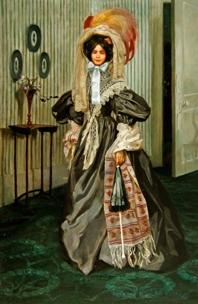 Priscilla, n. 1899 (öljy kankaalle) tekijältä Freda Hansard