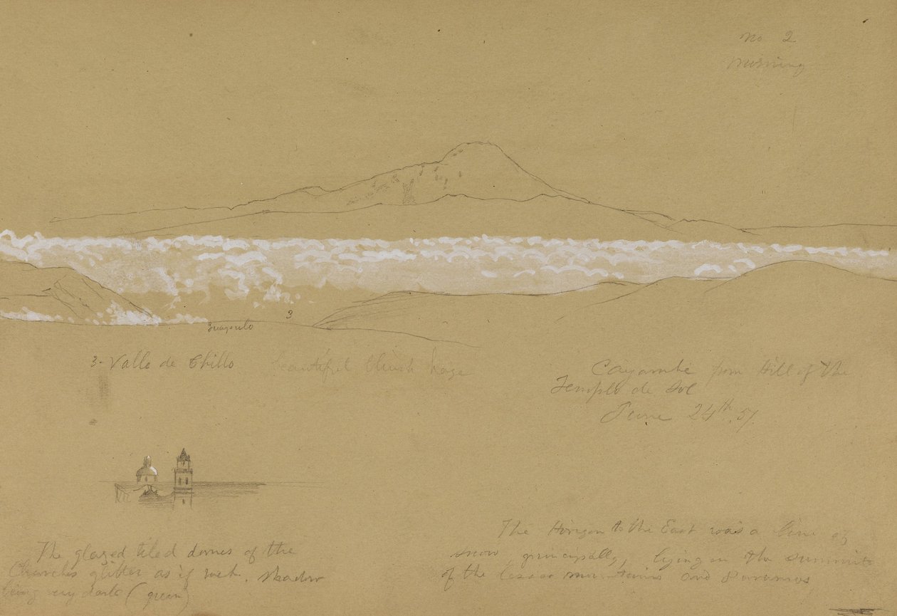 Cayambé, Aamu, auringon temppelistä, Quito tekijältä Frederic Edwin Church