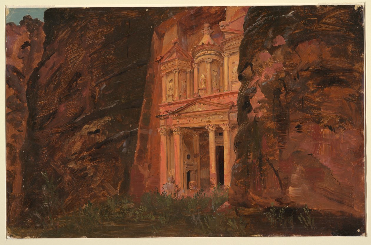 Piirustus, El Khasneh, Petra, helmikuun loppu 1868 tekijältä Frederic Edwin Church