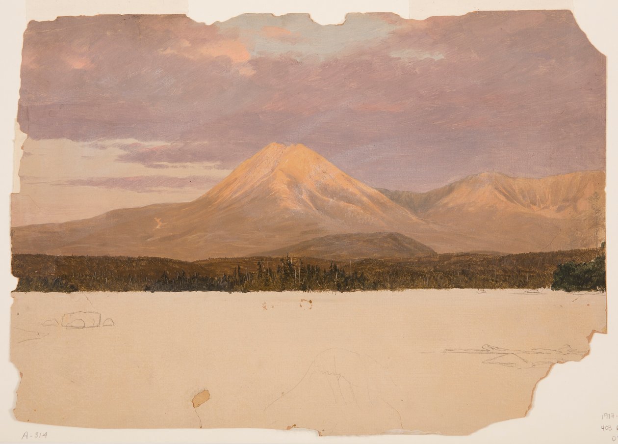 Piirustus, Mt. Katahdin Katahdin -järvestä, 1878 tekijältä Frederic Edwin Church