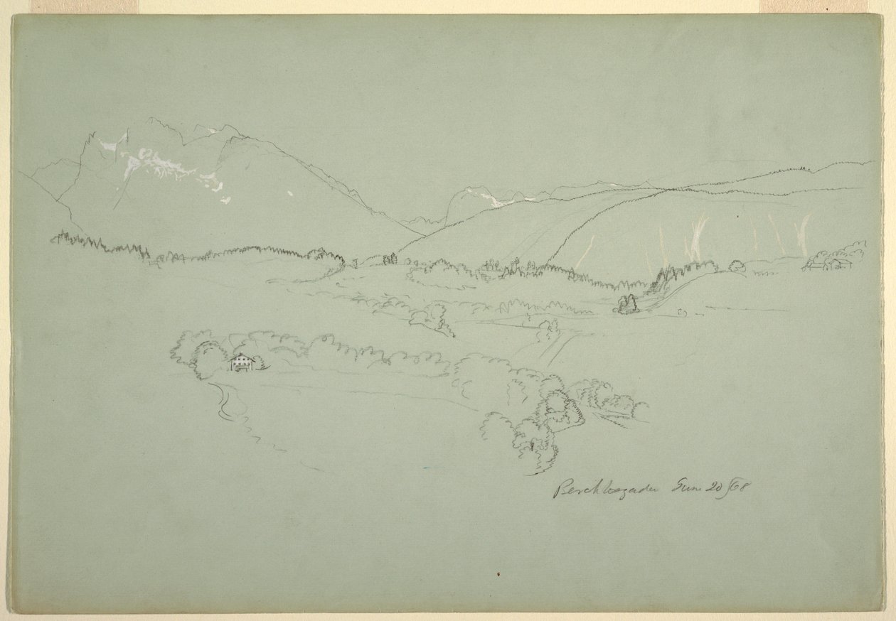 Piirustus, Koillis, lähellä Berchtesgadenia, Baijeri, 20. kesäkuuta 1868 tekijältä Frederic Edwin Church