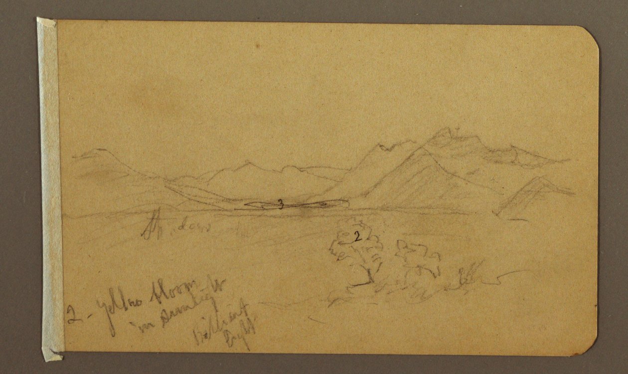 Piirustus, laakso, vuoret, mahdollisesti 1893 tekijältä Frederic Edwin Church