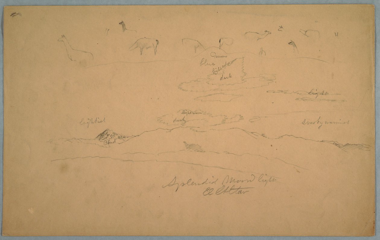 Piirustus, Ecuadorin näkymät tekijältä Frederic Edwin Church