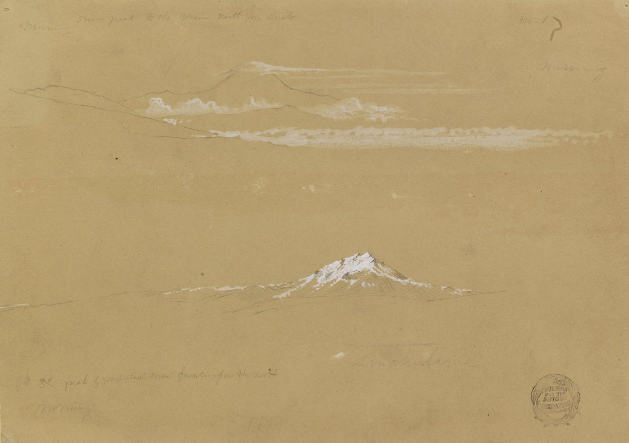 Sincholagua, Aamu, auringon temppelistä, Quito tekijältä Frederic Edwin Church