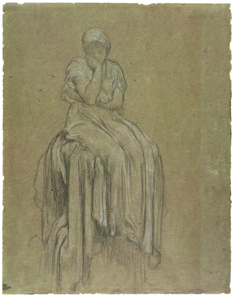 Study for Solitude, n. 1890 (liitu paperille) tekijältä Frederic Leighton