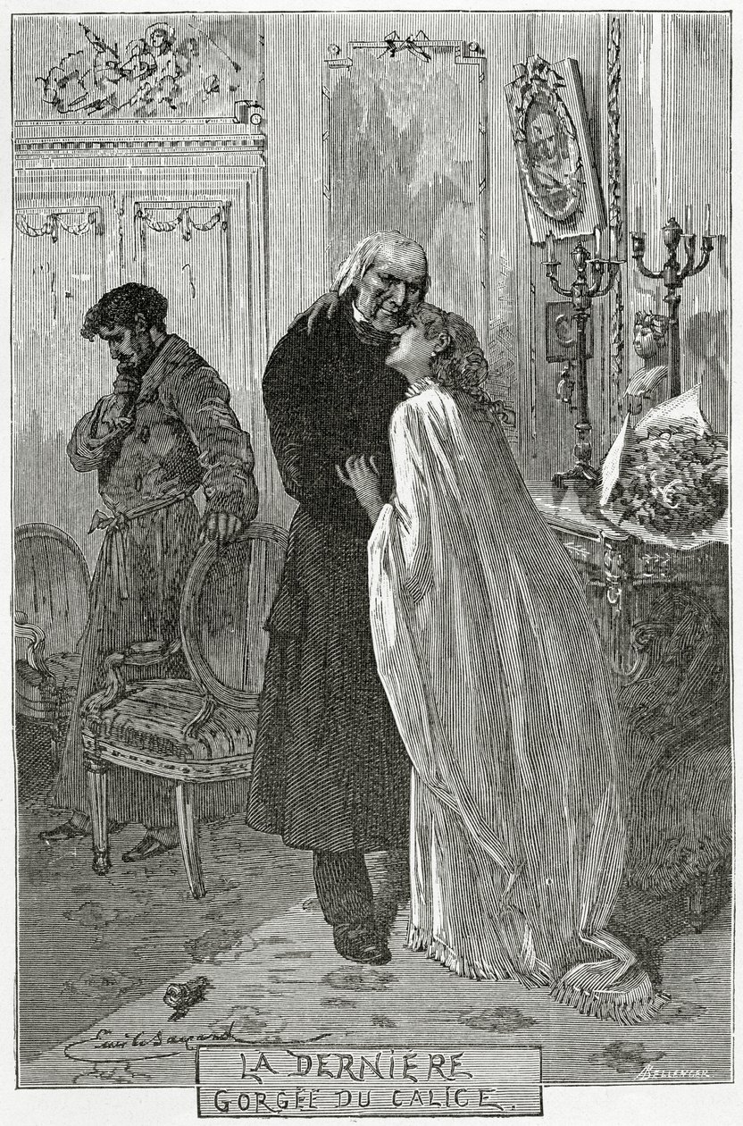 Maljan viimeinen rotko - kuvitus Les Misérablesista, 1800-luku (bw-kaiverrus) tekijältä Frederic Theodore Lix