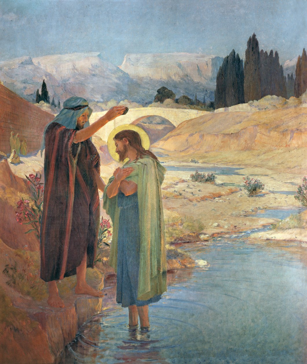 Kristuksen kaste Jordanin vesissä, 1917 tekijältä Frederic Montenard