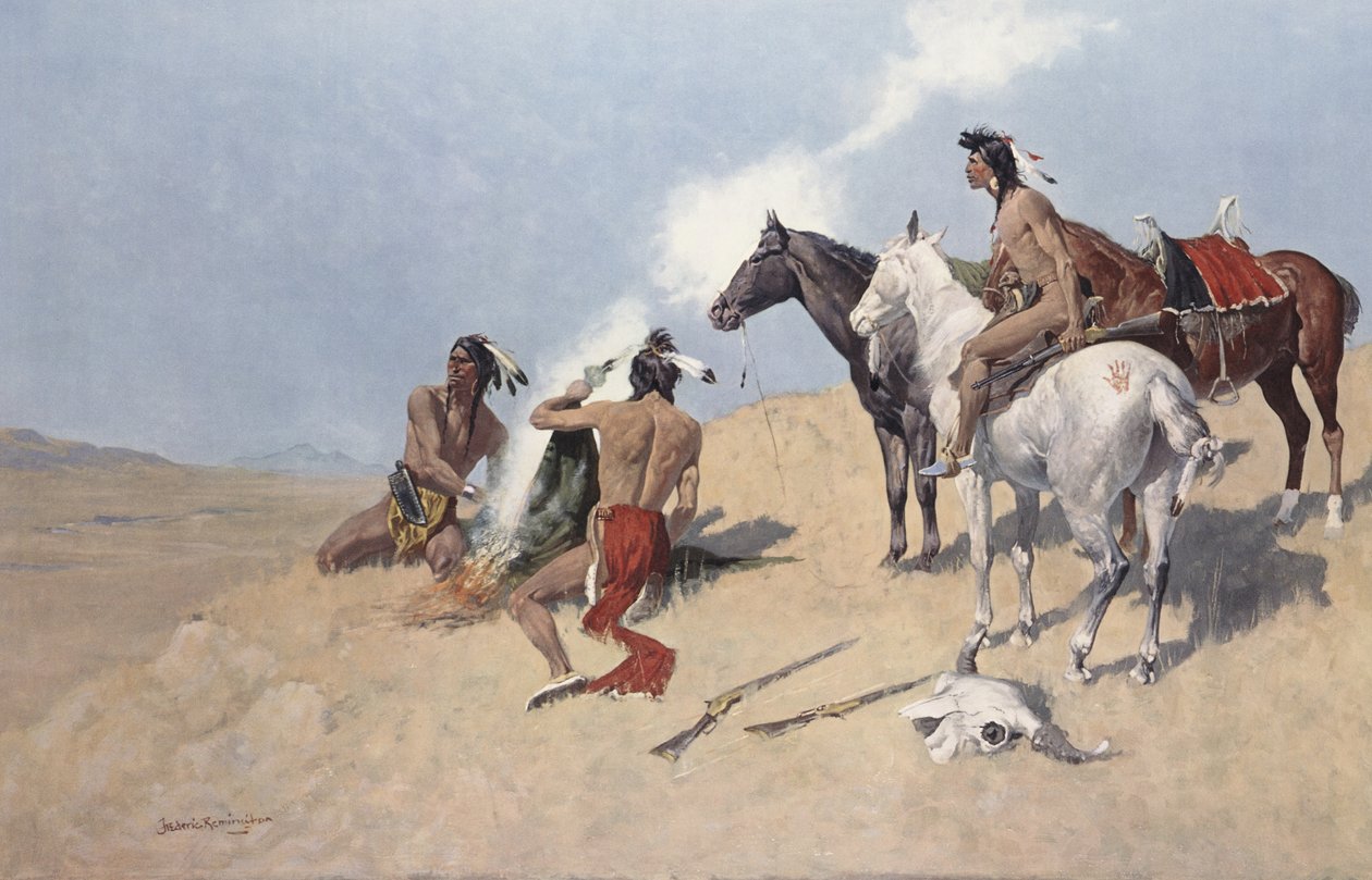 The Smoke Signal, jul.c.1920 tekijältä Frederic Remington