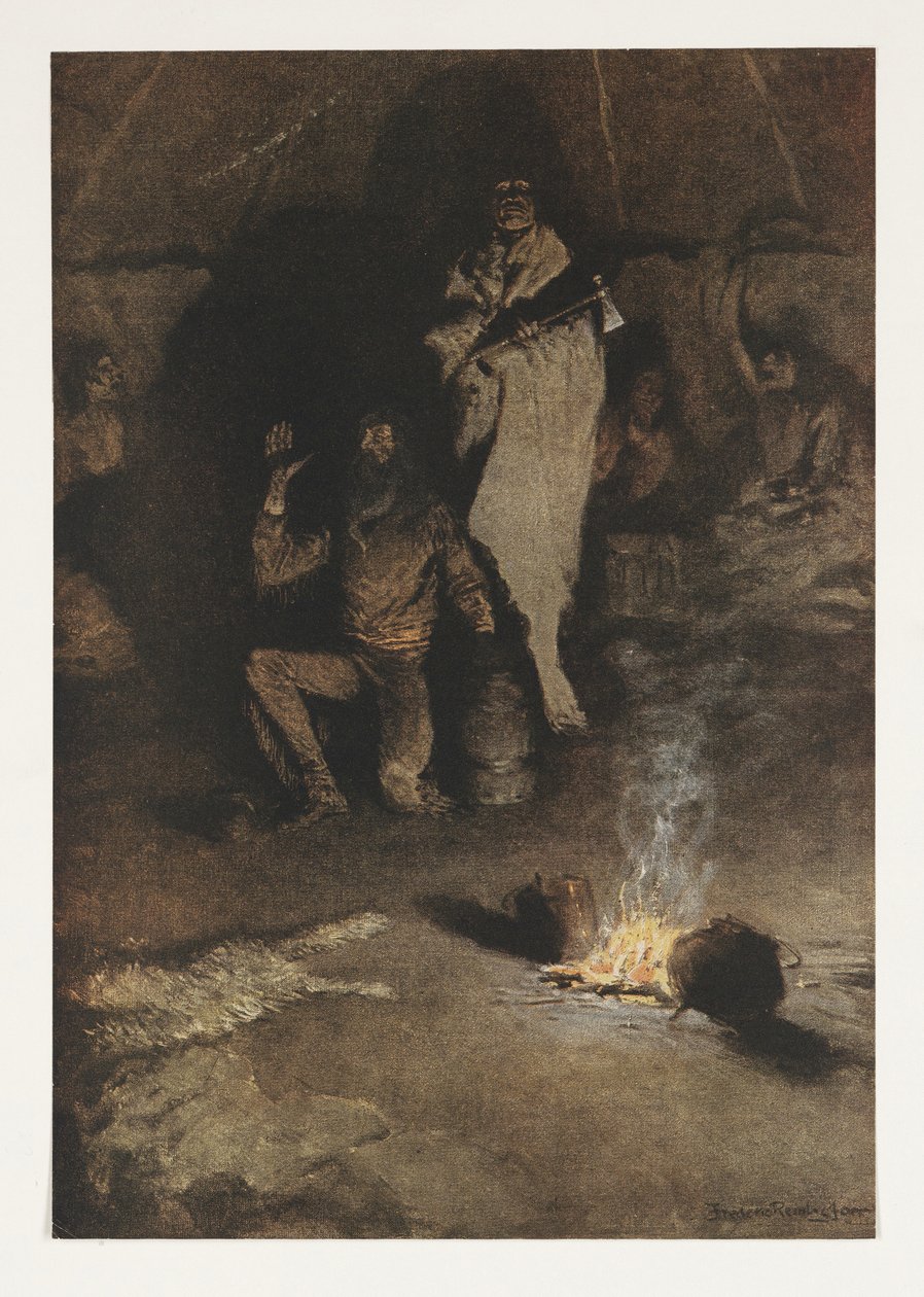 Viskikauppiaan vartija, Colliers Weekly, pub.1906 tekijältä Frederic Remington