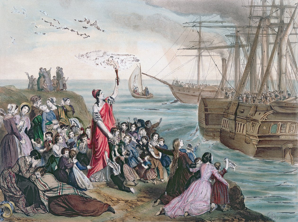 Jäähyväiset maanpakoon lähetetyille miehille, 1850 tekijältä Frederic Sorrieu