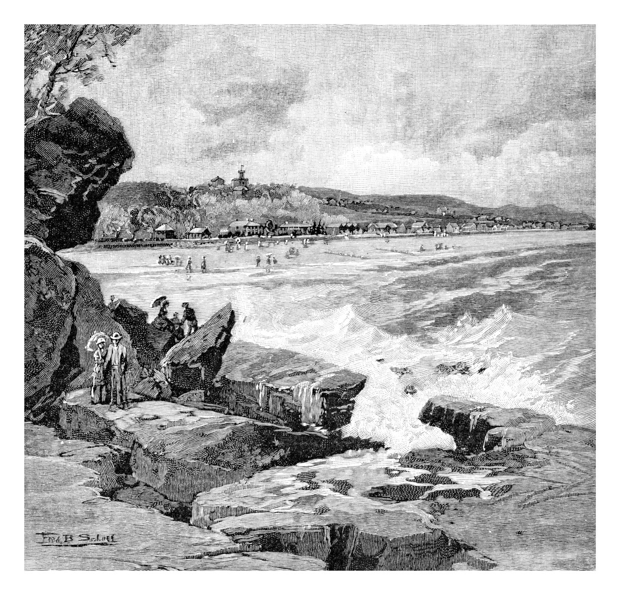 Ocean Beach, Sydney, Uusi Etelä-Wales, Australia, 1886. tekijältä Frederic B. Schell