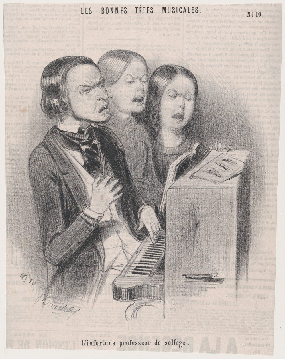 Onneton musiikin teorian opettaja, 1840, 1840. tekijältä Frederic Bouchot
