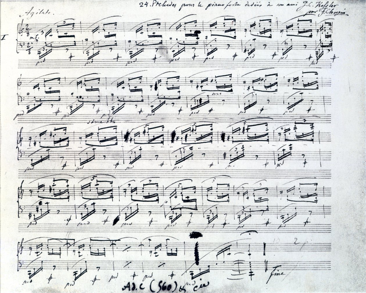 Puolalaisen säveltäjän Frederic Chopinin (1810 - 1849) nuotit Preludi 1:lle pianolle. tekijältä Frederic Chopin