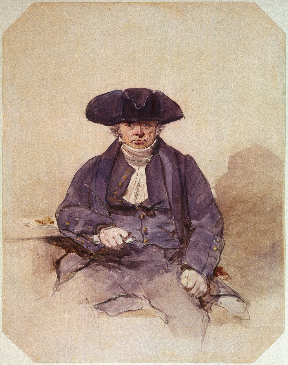 John Adams, alias John Wilkinson, Greenwichin eläkeläinen, Agamemnon-aluksen yliperämies (akvarelli) (vesiväri) tekijältä Frederic Cruikshank