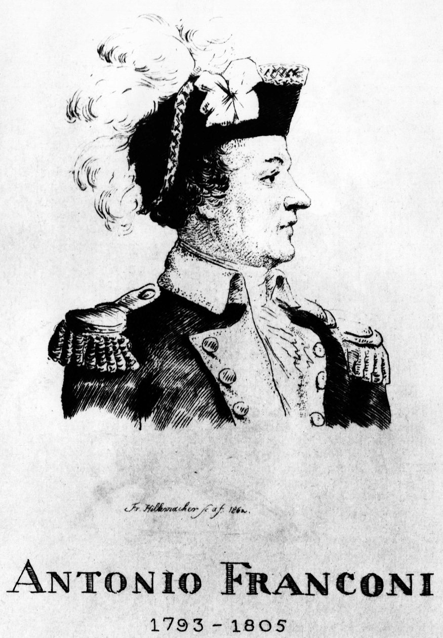 Sirkus: Frédéric Hillemacherin Eau forte, Antonio Franconin (1793-1805) muotokuva - elokuvassa "The Franconi Circus". tekijältä Frederic Desire Hillemacher