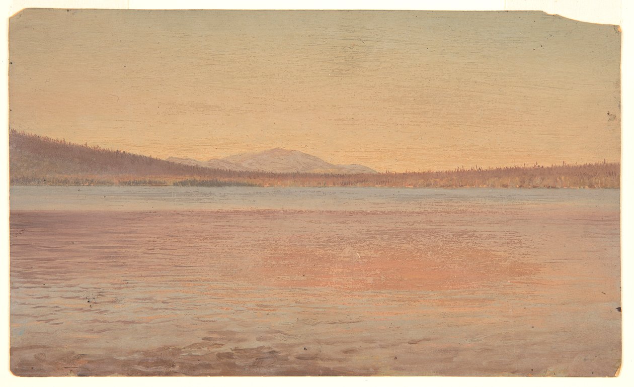 Kaukainen näkymä Mounts Katahdinille ja Travellerille Millinocket-järveltä tekijältä Frederic Edwin Church