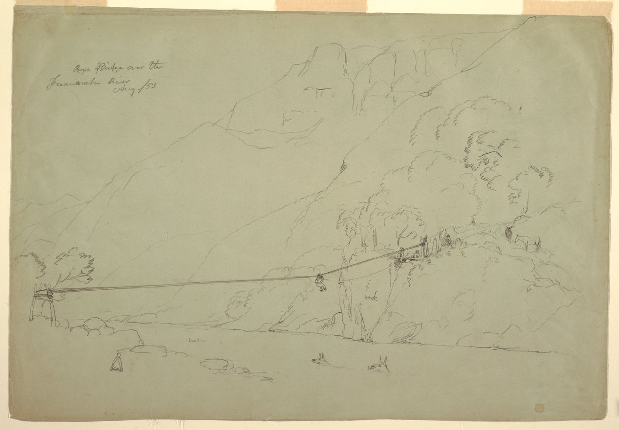 Piirros, Köysisilta Kolumbiassa, elokuu 1853. tekijältä Frederic Edwin Church