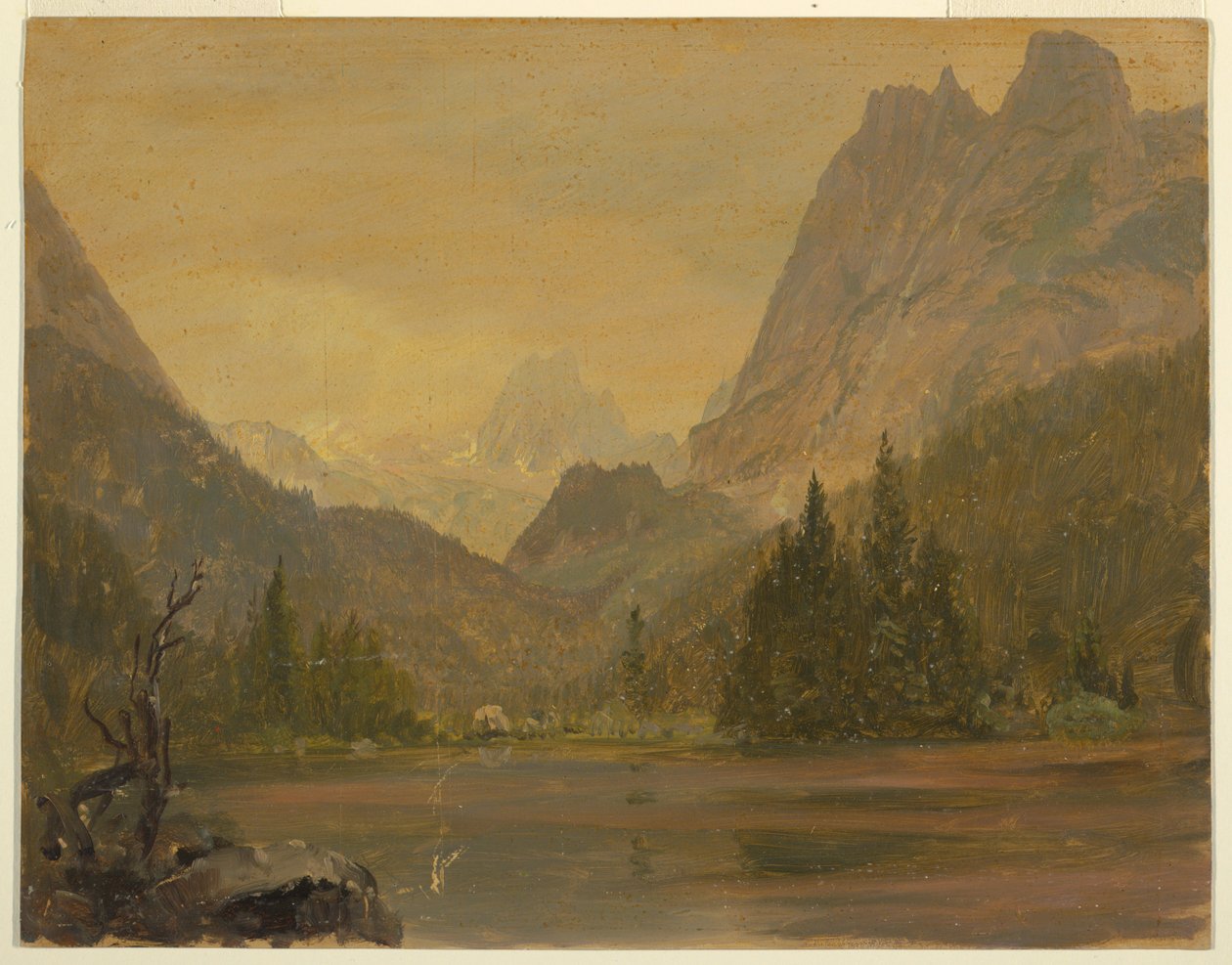 Piirros, Alppijärvi, Baijeri tai Sveitsi, 1868 tekijältä Frederic Edwin Church