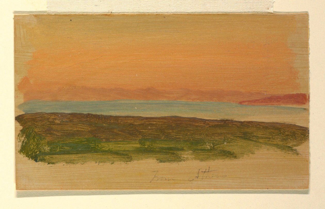 Piirros, Ateena, näkymä mereltä, huhtikuu 1869 tekijältä Frederic Edwin Church