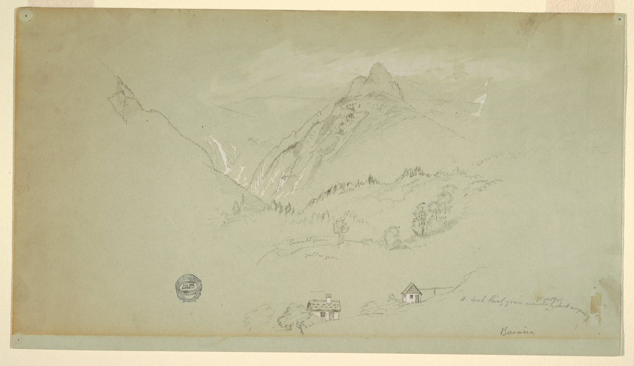 Piirustus, Berchtesgaden, Baijeri, kesä-elokuu 1868. tekijältä Frederic Edwin Church