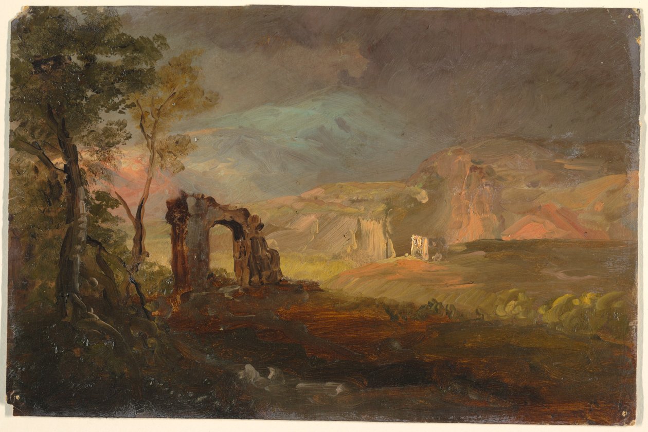Piirros, Campagna Fantasy, luultavasti 1868-69 tekijältä Frederic Edwin Church