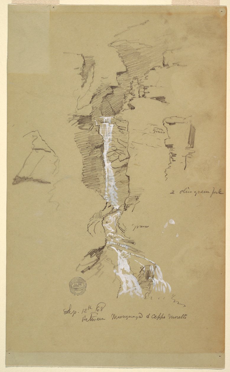 Piirustus, Cascade Ceppo Morellin ja Macugnagan välillä tekijältä Frederic Edwin Church
