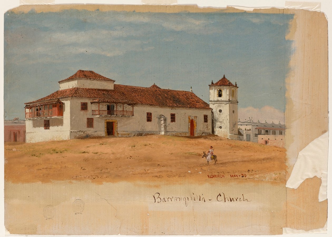 Piirros, Barranquillan kirkko, Kolumbia, toukokuu 1853. tekijältä Frederic Edwin Church