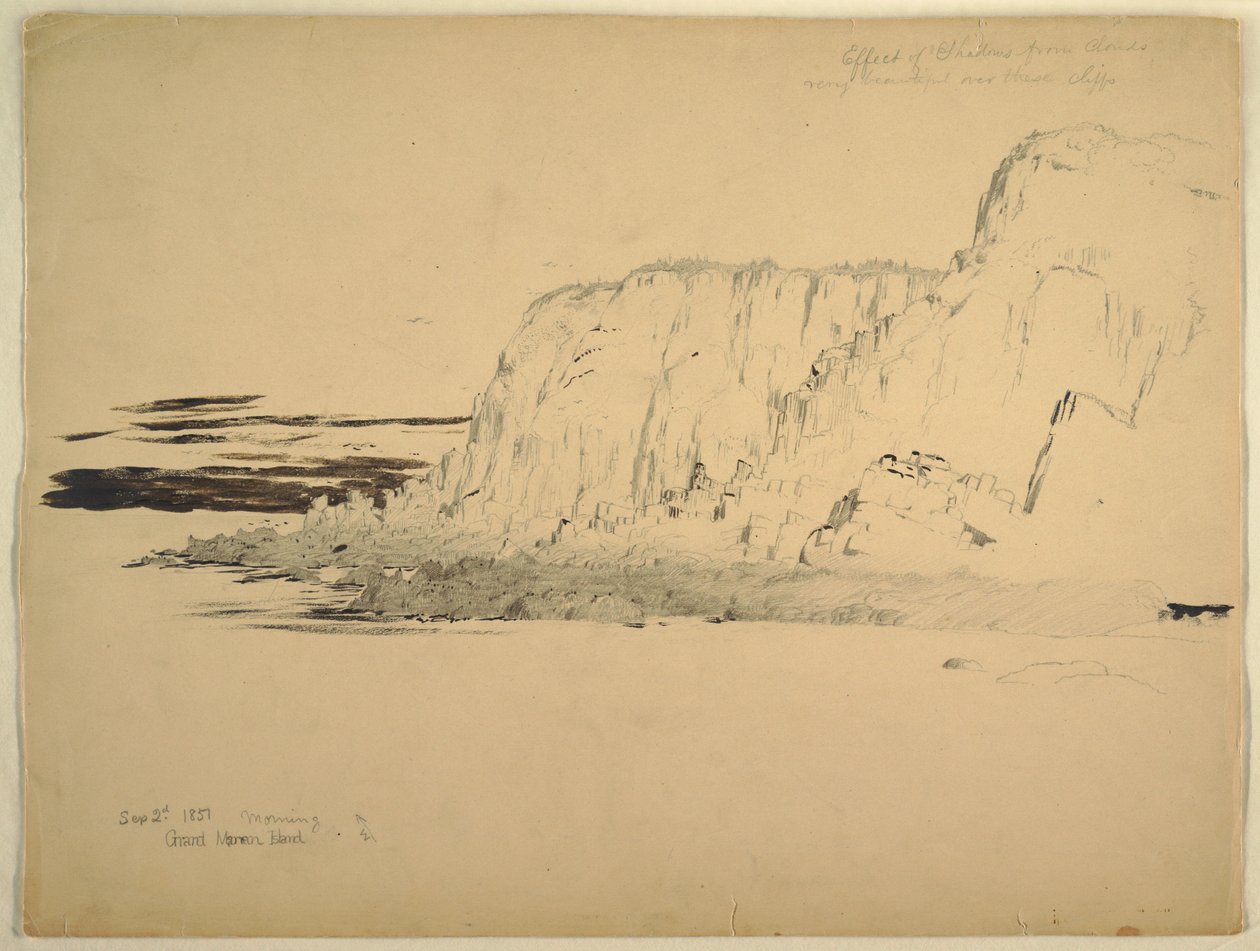 Piirustus, Cliffs, syyskuu 1851 tekijältä Frederic Edwin Church