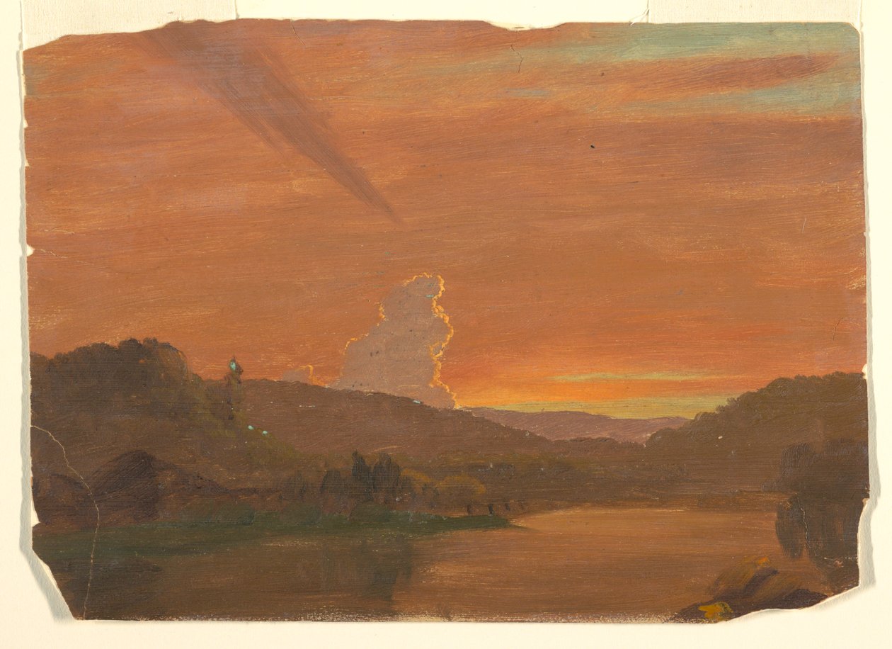 Piirros, Pilvitutkimus auringonlaskun aikaan, 1850-60 tekijältä Frederic Edwin Church