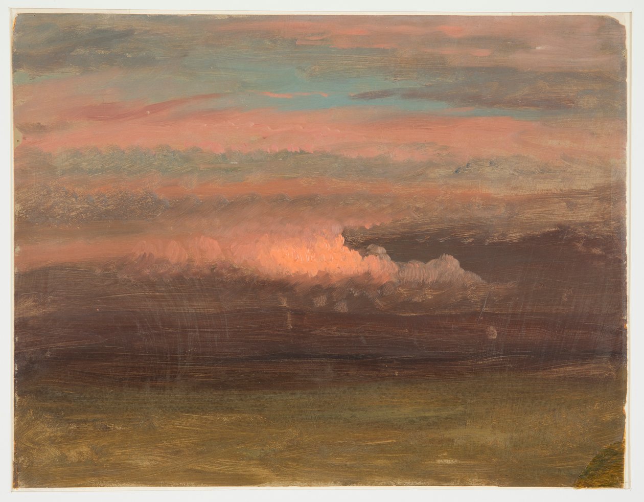 Piirros, Pilvitutkimus auringonlaskun aikaan, 1860-70 tekijältä Frederic Edwin Church
