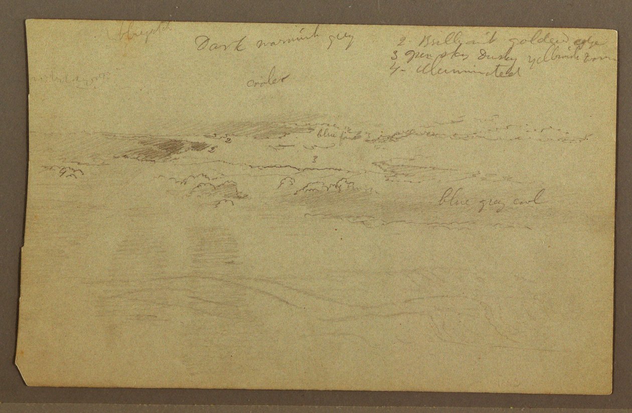 Piirros, Pilvitutkimus kukkuloiden yllä, 1860-luku tekijältä Frederic Edwin Church