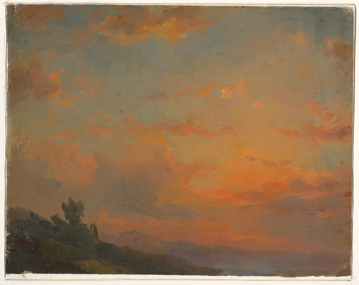 Piirros, Pilvitutkimus, auringonlasku, 1850-60 tekijältä Frederic Edwin Church
