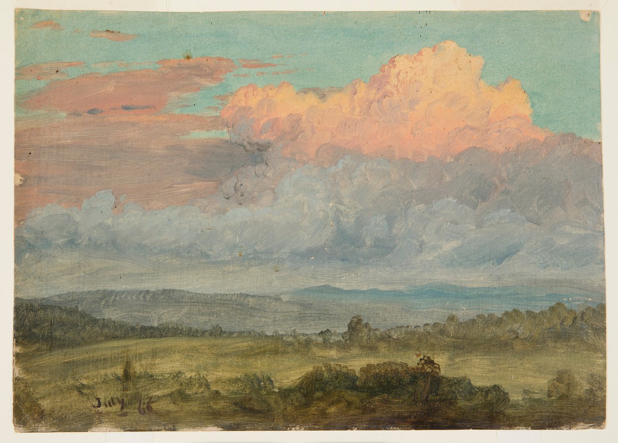 Piirros, Pilvet, Hudsonin laakso, New York, heinäkuu 1866. tekijältä Frederic Edwin Church