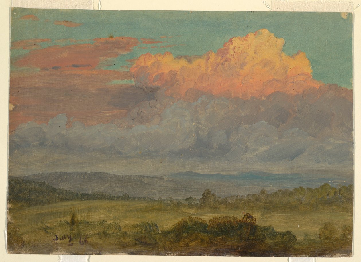 Piirros, Pilvet, Hudsonin laakso, New York, heinäkuu 1866. tekijältä Frederic Edwin Church
