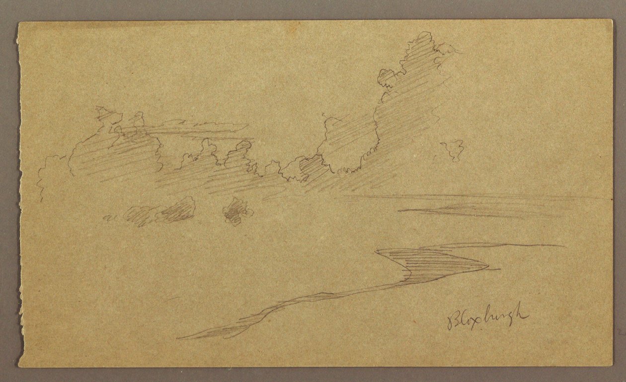 Piirros, Pilvet ja ranta, "Bloxburgh", elokuu 1865. tekijältä Frederic Edwin Church